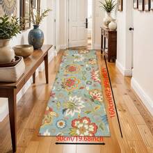 1 pieza, Decoración para el hogar, Alfombra, felpudo o tapete de cerámica de diatomita con patrón floral vintage impreso, antideslizante, rectangular con impresión 3D, apto para sala de estar, dormitorio, pasillo, baño, lavandería - Alfombras de poliéster, aptas para decoración de interiores y exteriores del hogar