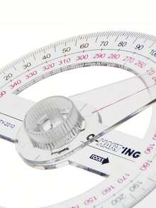 360 Degree Angle Measuring Ruler - Transparent Plastic Protractor With Red And Black Markings, PP Material, Can Accurately Measure Angles In Degrees And Radians,For School Supplies,Back To School,Rulers - Multicolor - View 4