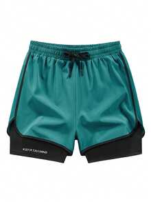 1 件男士休闲运动户外跑步短裤，内裤，网眼透气训练健身短裤，轻质冰丝面料，适合夏季球类运动 - 橄欖綠 - 查看 8