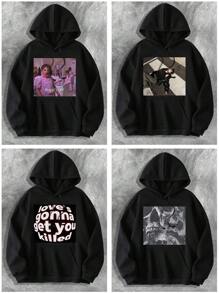 Customized Men's Hoodie, Personalize With Your Photo/Group Photo/Couple/Couples/Family/Friend/Pet/Landscape, Black Sweatshirt, Men's Fleece Hoodie, Autumn Clothing, Best Friend Gift, Winter Men's Wear, Valentine's Day/Father's Day/Anniversary/Birthday Gift, Gift For Him