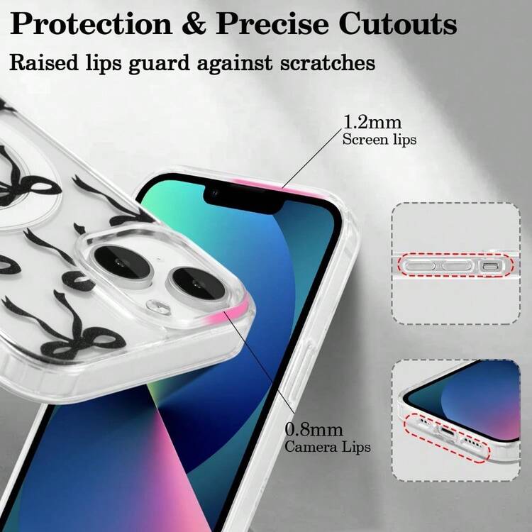 Magnetic For IPhone 16 16E 16 Pro 16 Promax 16 Plus 15 14 13 12 11 17/17pro/17promax/17air/17E Case, Bow Case Compatible With MagSafe, Wireless Slim Clear Ribbon Aesthetic Phone Cover Anti-Yellowing Shockproof Protective Cover For Women Girl - Black - TMCX nơ đen - Xem 4