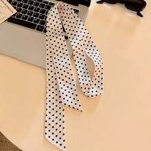 女士波点小丝巾一条，窄长款，尖角设计，韩式风格，用途广泛，可用于装饰包包、衬衫、丝带和飘带。适合连衣裙穿着。 - 小波點絲巾 - 查看 11