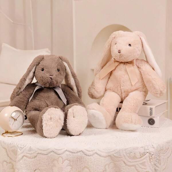 Lindo muñeco de peluche de conejo de orejas largas, juguete de peluche de conejo, en colores gris y beige, cómodo y suave, la opción perfecta para la decoración de la sala de estar, la decoración del sofá, la decoración de fiestas, los regalos de cumpleaños, los regalos para niños y varios regalos festivos, es el regalo perfecto para amigos o parejas, peluche, peluche, regalos de cumpleaños, bordado, cosas lindas, juguetes, peluche