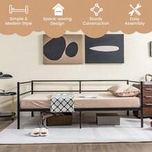 Lifezeal Metal Twin Daybed With Headboard Black - Black - View 4