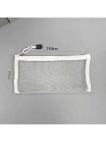 3 Pieces Clear Pencil Pouch Makeup Bags With Zipper Nylon Mesh Pen Pouch Pencil Case Stationery Storage Bag For School&Office Supplies Cosmetics Travel Accessories (Black, White, Grey), Back To School, School Supplies, Pencil Pouch, School Bag