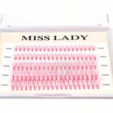 Colored Faux Mink Lash Clusters 3D Volume 20D Curl C Thickness 0.10mm Lgth 816mm Mixed Tray 100 PCS Pink Eyelash Clusters DIY Individual Lash Extsions