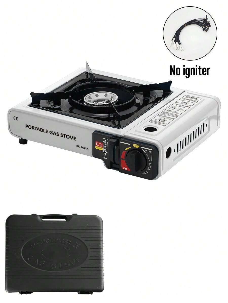 便携式露营炉燃气炉自动点火室内户外烹饪露营炉适用于野餐徒步钓鱼烧烤（无需点火）