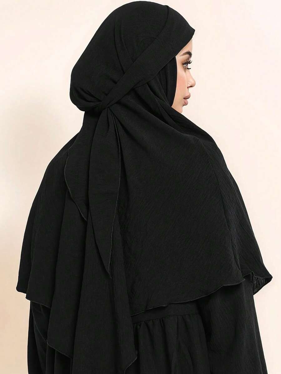 1 chiếc váy dài cầu nguyện cho phụ nữ Hồi giáo Hijab có dây buộc, khăn trùm đầu Hồi giáo buộc hàng ngày tiện lợi, khăn choàng Hijab may sẵn - Xem 1
