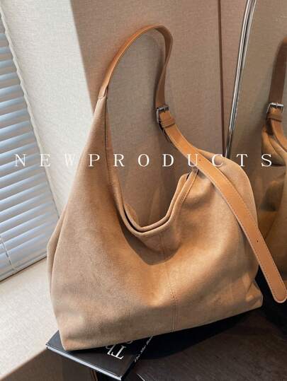 FEISTURE 1pc Suede Large Capacity Underarm Bag Women Sling Crossbody Bag (With Small Pouch), Suitable For Girls, Ladies, College Students, Professionals, Great For Work, Business, Commute, School, Newest Fashionable Suede Bag For Women, Perfectly Matching With Fall Outfits Womenfall Clothes For Women