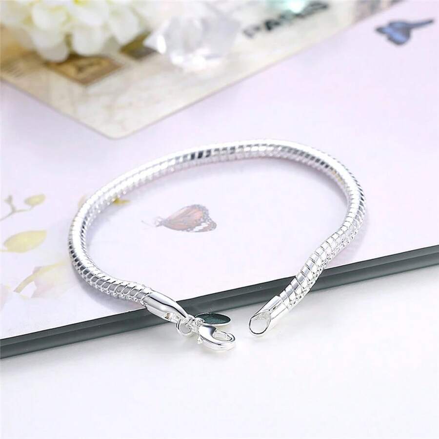 925 Sterling Silver 3mm Snake Chain 16-23CM Basis Bracelet For Men Charm Wedding Engagement Fashion Party Jewelry