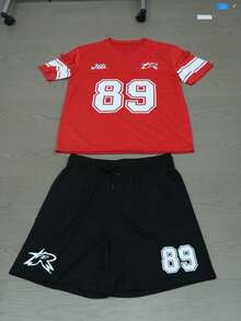 Men's Summer Casual Short Sleeved Shorts Set - Red - View 1