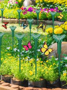 6pcs Simulated Solar Colorful Butterfly Garden Decoration Stakes, Outdoor Decorative Ground Plugs, Solar-Powered, Energy-Saving And , Battery-Free, Can Be Powered By No. 7 Batteries, Electric Hummingbird Decoration, Suitable For Landscape Decoration Of Gardens, Terraces, Manors, And Flower Beds