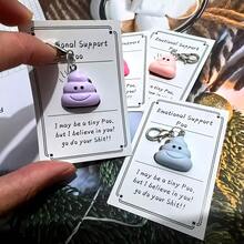 1/3/6/12 件情感安慰卡 - 有趣的微笑便便口袋拥抱带卡，送给朋友家人的恶作剧礼物 - 硅胶钥匙扣套装派对礼物、生日礼物、送给朋友和家人的礼物、送给自己的礼物、钥匙扣 - 彩色 - 查看 4