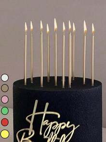 6/18pcs Happy Birthday Cake Pencil Candle ,Spiral Candle Birthday Baking Cake Decoration Straight Pencil Candle Dessert Table Decoration Plug-In