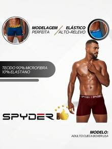 Kit 5 Cuecas Boxer Masculinas Original Spyder microfibra - Multicolorido - Visão 5