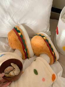 XIXITIAO Nuevas pantuflas unisex cómodas y cálidas con diseño creativo y divertido de hamburguesa, adecuadas para parejas, para uso en interiores con suela suave antideslizante - Amarillo - Ver 10