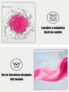 Camiseta de cuello redondo y manga corta en color liso, Camisas casuales de mujer - Rosa Fucsia - Ver 6