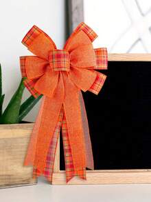 2pcs/Set 18.90inch Thanksgiving Pumpkin Bow Party Supplies, Autumn Home Decor Harvest Festival Striped Bow Decorations, For Christmas Tree, Outdoor, Garden, Event Party DIY Wreath Accessories Christmas Decorations Room Decor Winter