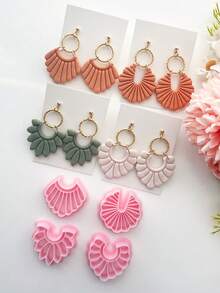 Boho linjer former mjuk lerform, retro präglingsset polymerlera utskärare, lera örhängesutskärare för polymerlera smyckestillverkning, polymerlera örhängesstämpelverktyg, lera smyckestillverkningssats, lera örhängesformar, gör-det-själv örhängespresent - Rosa - Visa 4