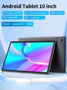 Relndoo 带键盘的 Android 15 平板电脑，2 合 1 平板电脑，带皮套、鼠标、手写笔、键盘、保护膜、电缆的平板电脑，（4GB+20GB）RAM+128GB ROM，A333 四核 2.0 GHz，802.11n Wifi 2.4G/5G 无线，2MP+8MP 双摄像头，10.1 英寸 1280 * 800px 高清触摸屏，6000mAh 长电池寿命，支持 1TB SD 扩展，C 型（无适配器）-黑色