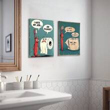 1pc, Vintage Funny Wall Art Canvas Painting, Unique And Humorous Canvas Print Of 'I Hate My Job' Toothbrush And Toilet Paper Modern Poster Print, Very Suitable Bedroom Living Room Kitchen Hallway Studio Home Decor, Frameless, 15.7*23.6 Inch Gifts Birthday Graduation