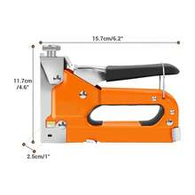 AutoFu Heavy Duty Hand Tacker Staple Gun - 3000 Staples 3 Type Nails Stapler, 3 In 1 Upholstery Stapler For Fixing Material, Decoration, Carpentry, Furniture, Doors And Windows Back To School - Orange - View 2