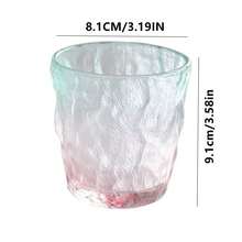 Zestaw 2/4/6-częściowy szklanych kubków z wzorem lodowcowym, kubki do zimnych napojów, biurowe kubki do herbaty, kubki do soku z herbaty kwiatowej, kubki z wzorem młotkowym, kubki do herbaty z mlekiem i sokiem, kubki do piwa, używane na spotkania, pikniki, grille, podróże i imprezy, wielokrotnego użytku - Wielokolorowe - Zobacz 3