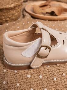Fashion Retro Girls Elegant Mary Jane Flats, Beige Princess Shoes For School, Performance Or Everyday Wear
