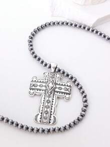 1 pezzo Collana vintage con pendente in stile europeo minimalista con motivo geometrico in perline CCB, design unisex