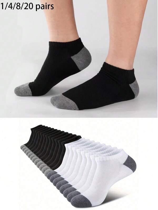 1/4/8/20 Pairs Men & Women Running Short Socks With Cushion, Comfortable, Odor-Resistant, Moisture-Wicking, Low Cut Sports Socks For Daily Walking, Cycling, Hiking, Tennis