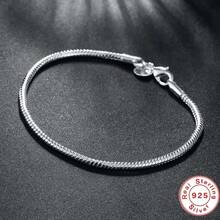 925 Sterling Silver 3mm Snake Chain 16-23CM Basis Bracelet For Men Charm Wedding Engagement Fashion Party Jewelry