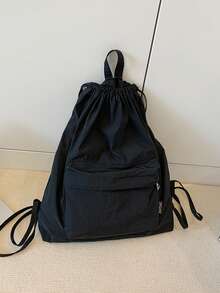 Simple Casual Drawstring Backpack; This Year's New Sports Backpack; Simple And Lightweight Travel Backpack - Black - View 7