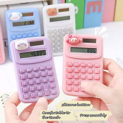 1 Pc Macaron Color Cat Small Portable Calculator, 8-Digit, Highly Attractive And Compact Mini, Student Classroom Mathematics Addition, Subtraction, Multiplication And Division Computer, Accounting Use Scientific Calculator