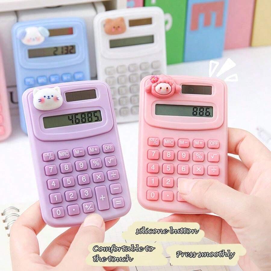 1 Pc Macaron Color Cat Small Portable Calculator, 8-Digit, Highly Attractive And Compact Mini, Student Classroom Mathematics Addition, Subtraction, Multiplication And Division Computer, Accounting Use Scientific Calculator