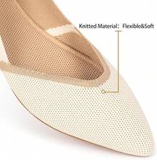 Womens Flat Shoes Classic Pointed Toe Flats Knitted Dress Shoes Soft Comfortable Dressy Flats Women - 淺褐色的 - 查看 4
