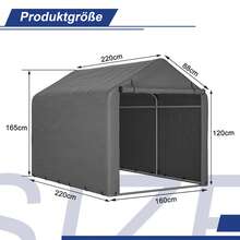 Jaxilyn Tool Shed, 160x220x165 Cm Bicycle Garage, Garage Tent, Garden House Storage Tent Bicycle Shed Tool Tent Storage Garage, Dark Gray - 灰色 - 查看 2