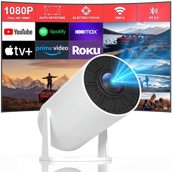 XBJ Projecteur intelligent 4K HD avec système d'exploitation Android 11 intégré qui vous permet de profiter sans effort d'une vaste sélection de ressources de films et de divertissement. Spécialement conçu pour le home cinéma et équipé d'une prise européenne standard, il peut être branché et utilisé directement. Prend en charge le Wi-Fi sans fil et permet un transfert d'images pratique vers les téléphones mobiles et les ordinateurs. Avec une résolution Full HD de 1920*1080P et une luminosité allant jusqu'à 390 lumens ANSI, il offre des images claires et lumineuses et vous offre une expérience visuelle cinématographique. Il est compact et portable et constitue le choix idéal pour votre cinéma maison, votre travail mobile et votre camping en plein air.