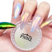 Unicorn Chrome Nail Powder, Aurora Unichrome Mermaid Aurora Nail Powder Pigment Pearlescent Nail Art Glitter Decoration For Home DIY Nail Salon Manicure - Butterfly Elves,7118443 - 軍綠色 - 查看 6