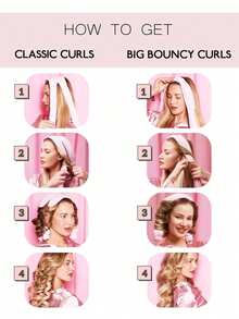 2pcs Soft Foldable 4-In-1 Curling Wand, Creating Big Waves And Small Waves Hairstyles, Heatless Hair Curler Curls Overnight Rods, No Heat Hair Curlers To Sleep In, Soft Heatless Curling Ribbon Set With Clip Hair Rollers For Blowout Look Long Short Hair,Back To School,Travel Holiday Essentials,Hair Accessories For Women - Multicolor - View 4