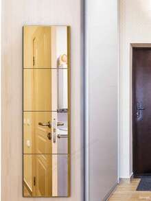 2/4/8/10pcs Combinable Wall Mirrors, Full Length Mirrors Suitable For Bedroom, Home Gym, Bathroom, Restroom - Gold - View 5