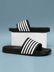 (Couple) Unisex Simple Fashion Striped Plus Size Open Toe Slide EVA Soft Bottom Bathroom Beach Slippers, Indoor & Outdoor Wearable, Summer Big Size 36-50 Men Outdoor Comfortable Casual Shoes Lightweight Non-Slip Household Slippers Durable Men Sandals For Outdoor Daily Wear