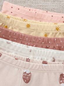 5件装 婴儿男女童0-12个月男女款休闲100%纯棉印花宝宝裤子 四季款 - 彩色 - 查看 3