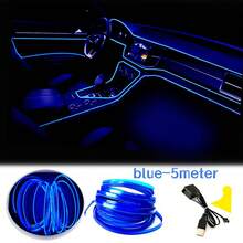 Balabaxer Car LED Strip Lights Interior Ambient Glow For Cars, Trucks, SUVs - 9ft/16ft/32ft USB 5V Multi-Color Neon EL Wire With Fuse Protection,Waterproof Flexible Automotive Mood Lighting For Dashboard, Footwell, Cup Holder, Decks, PC Gaming Setup, Home Desk DIY Decoration - Blue - View 11