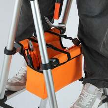 1pc Heavy Duty Tool Bag For Step Ladder, Oxford Cloth Material, Waterproof And Scratch Resistant, Expandable Storage With Hanging Design For Home Remodeling Organizer, Large Capacity For Storing Screws, Wrenches, Drills And Other Maintenance Tools