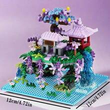 1460pcs Sakura Building Micro Bricks Set, Chinese Style, Ideal Gift For Halloween, Thanksgiving, Christmas