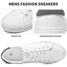 Mens Canvas Low Top Lace Up Casual Sneakers In White And Black - Sữa trắng - Xem 6