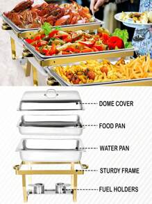 1 Set, Stove, Hanging Cover-Style Dining Warmer, Stainless Steel Catering Warmer Server | Home Stainless Steel Insulated Hot Pot Buffet Warmer | Buffet Warmer With Cover For Restaurants | Food Warmer | Food Warmer Plate For Catering, Parties, Weddings, Only For Cooking | Buffet Warmer, Thick Gold-Plated Stainless Steel Hotel Buffet Warmer, Restaurant Dining Warmer, Square Folding Cover Hotel Buffet Warmer, Food Storage Box
