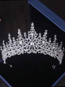 Luxury Bridal Queen Crown Headpiece Necklace Set, Baroque Style New Bride Tiara, Necklace And Earrings 3 Pieces Set