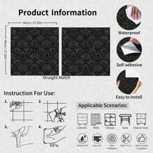1 pezzo Carta da parati floreale adesiva e a forma di P V, impermeabile, rimovibile, autoadesiva, senza cuciture, adatta per soggiorno, camera da letto, ufficio, mobile, libreria, rinnovo, fai da te, dormitorio, 17.1111 pollici