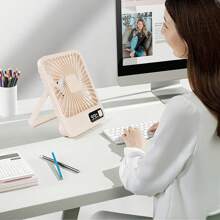 YITUMU Ventilateur de bureau mini rechargeable 1800 mAh, ventilateur de refroidissement portable à 5 vitesses, puissant flux d'air, fonctionnement silencieux, forme carrée, chargement USB, convient pour la maison, le bureau, la voiture et les voyages en extérieur